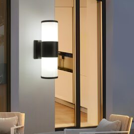 Aplique E-27  Y-B5011B negro 90*280mm 2*E-27 IP-65 tubular con difusores acrílicos