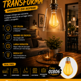 Bombillo 2w 1800k E-27 BY-A60OFA Vintage A60 Ambar 110V-130V