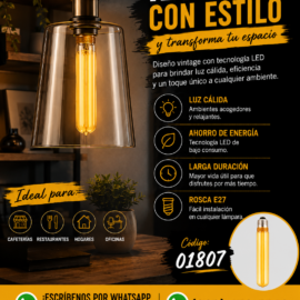 Bombillo 2w 1800k E-27 BY-T30OFA Vintage T187 Ambar 85-265V