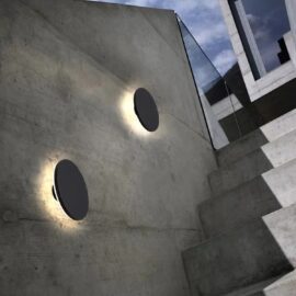 Aplique 15W 3000K LCW4880R-15 PARED redondo led negro 250 mm 100-240V IP-65 Exterior