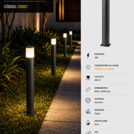 Baliza 3W 3000K JT-15227 de Jardín MR-11 Negra