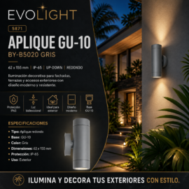 Aplique GU-10 BY-B5020 Gris 62 x 155 IP-65 UP-Down Redondo Evolight