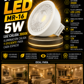 Bombillo 5W 3000K MR-16 B03520 12V 38º 400 lums ROOMLUX