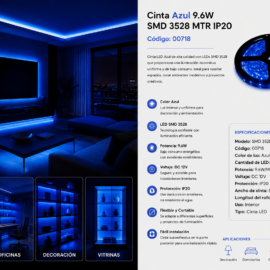 Cinta Azul 9.6W SMD 3528 MTR IP20