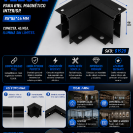 Unión Magnética Horizontal T2203L para Riel Magnético Interior 85*85*46 para Riel T2210B Negro
