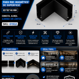 Unión Magnética Horizontal T2201L Para Riel Magnético de Superficie 85*85*46