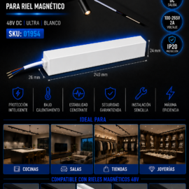 Driver 100w 48V TX1940-100W WH 100-265V 2A IP-20 de Riel Magnético 240*26*24 (Fuente) ULTRA