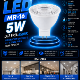 Bombillo 5w 6500K MR-16 B03520 120V 38º 400 lums G5.3 ROOMLUX