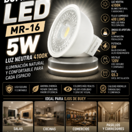 Bombillo 5W 4100k MR-16 B03520 120V 38º 400 lums ROOMLUX