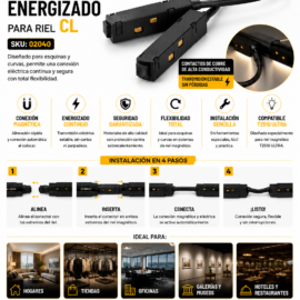 Conector Flex. de Esquina Magnético Energizado para Riel CL