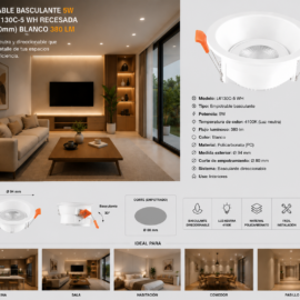 Empotrable Basculante 5w 4100K L6130C-5 WH Recesada 94mm (80mm) Blanco 380 lm