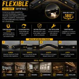 Conector T22U03 entre Rieles Magnético Flexible 320*18*18mm