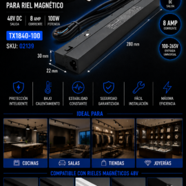 Driver 100W 48V TX1840-100 P/ Riel Magnético 8 amp