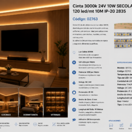 Cinta 3000k 24V 10W SECOLA2-ECO 120 led/mt 10M IP-20 2835