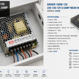 Driver 100W 12V LRS-100-12v 8.5Amp MEAN WELL