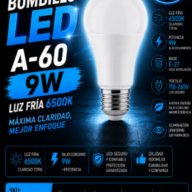 Bombillo 9W 6500K E-27 A-60 110-265V B15580 ROOMLUX