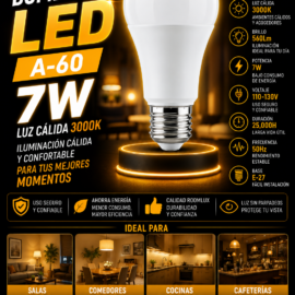 Bombillo 7w 3000k A-60 110-130V 560Lm 25000H 50Hz B15580- ROOMLUX