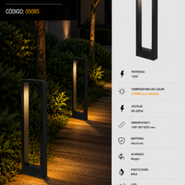 Baliza 10w JT-15338 Jardín 2700K Negro 165*55*600mm 85-265v
