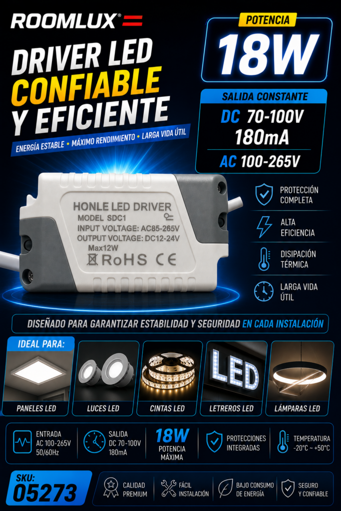 Driver 18W DC70-100V 180mA AC-100-265V Roomlux (Panel 18)