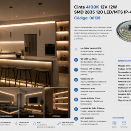 Cinta 4100K 12V 12W SMD 2835 120 LED/MTS IP-44