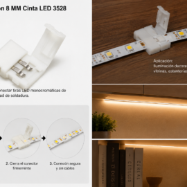 Conector Unión 8 MM Cinta LED 3528 IP20 1 Salida
