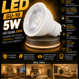 Bombillo 5w 3000k GU-10 B5585 dimeable 110-130V ROOMLUX