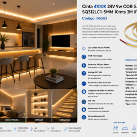 Cinta 4100K 24V 9w COB 5.00mm SQ312LC1-5MM 10mts 3M IP-20 CR-90