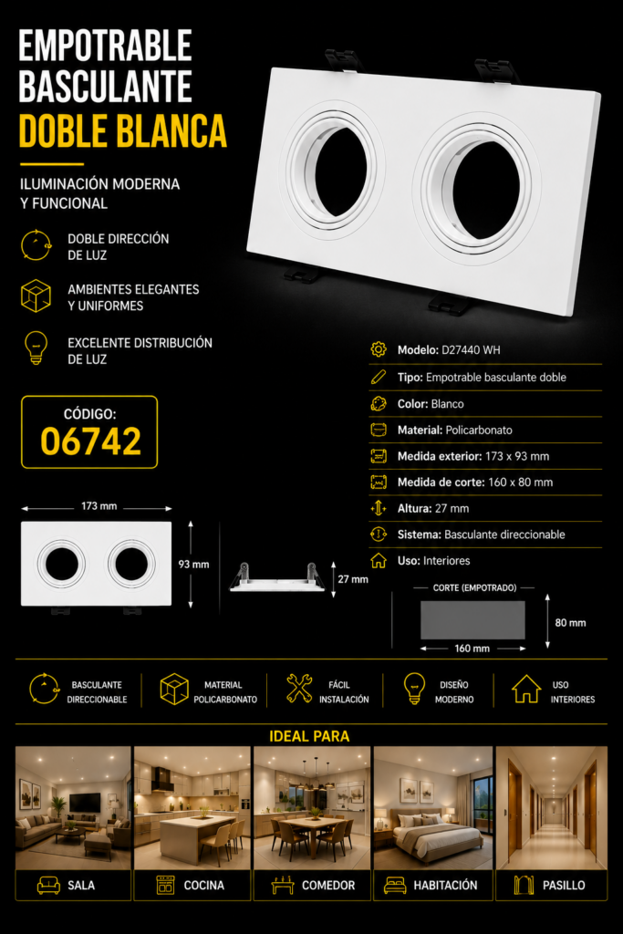 Empotrable Basculante D27440 Doble Blanca 160*80 (173*93*27) Policarbonato ROOMLUX