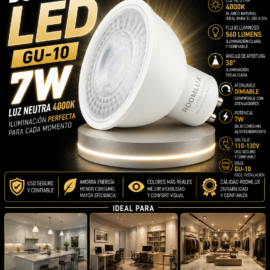 Bombillo 7W 4000k GU-10 B5585 560lm Dimeable 38º 110-130V ROOMLUX