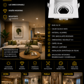 Empotrable Basculante GU-10 TS71S WH Recesada Blanco # 90 mm (100x100x37) Aluminio