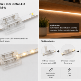 Conector Unión 5 mm Cinta LED KDL-2PIN-5MM-A