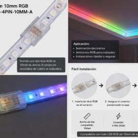 Conector Unión 10mm RGB Cinta LED KDL-4PIN-10MM-A