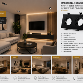 Empotrable Basculante # D27440 Doble BK Negra 160*80 (173*93*27) Policarbonato ROOMLUX