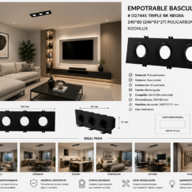 Empotrable Basculante # D27445 Triple BK Negra 240*80 (240*93*27) Policarbonato ROOMLUX