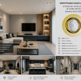 Empotrable Basculante Ø CS02 GU-10 SG (ORO) Ø 72 MM (78*22) Aluminio EVOLIGHT
