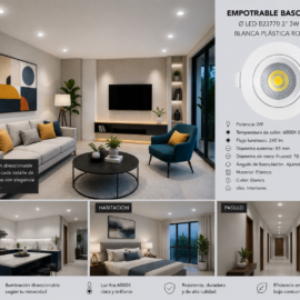 Empotrable Basculante Ø LED B23770 3" 3w 6000K Blanca Plástica ROOMLUX