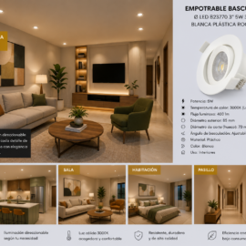 Empotrable Basculante Ø LED B23770 3" 5w 3000K Blanca Plastica ROOMLUX