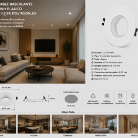Empotrable Basculante D27345 WH Blanco Ø 75 mm (110*27) POLY ROOMLUX