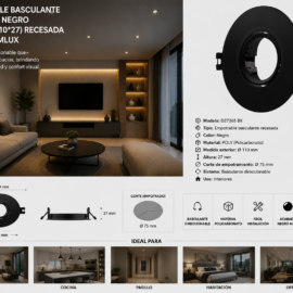 Empotrable Basculante D27365 BK NEGRO Ø 75 mm (110*27) Recesada POLY ROOMLUX