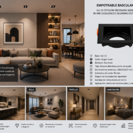 Empotrable Basculante GU-10 TS71S BK Recesada Negro # 90 mm (100x100x37) ALUMINIO EVOLIGHT