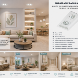 Empotrable Basculante GU-10 TS71S-2 WH # Recesada Doble WT (Blanca) 175*92 (185*100*45) ALUMINIO
