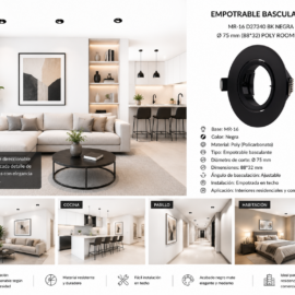 Empotrable Basculante MR-16 D27340 BK Negra Ø 75 mm (88*32) POLY ROOMLUX