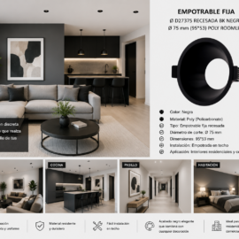 Empotrable Fija Ø D27375 Recesada BK Negra Ø 75 mm (95*53) POLY ROOMLUX