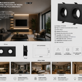 Empotrable Basculante # D27455 Doble Recesada BK Negra 160*80 (173*93*29) Policarbonato ROOMLUX