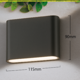 Aplique 3w 3000K BY-5032 NEGRO 3X3W UP-DOWN RECT. IP-54 60º 112mm x 90mm