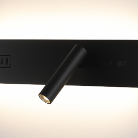 Aplique 12w LCG1210FC multi funcion negro con puertos USB y C-USB 2.1amp 5v