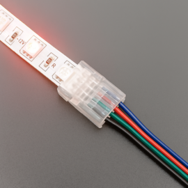 CONECTOR 10MM CINTA LED RGB KDL-4PIN-10MM-A CON CABLE DE 10 CNT IP-20
