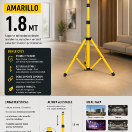 Trípode Telescópico doble Amarillo 1.8 mt