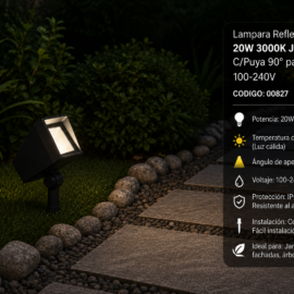 Lampara Reflector 20W 3000K JT-15188 C/Puya 90º para Jardín 100-240V