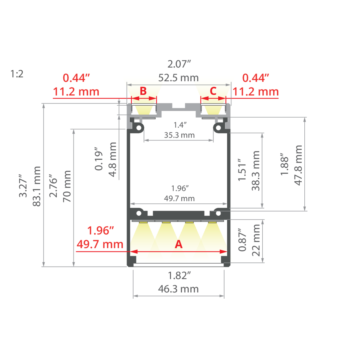Perfil A18030A07_2 DES-KPL. KLUS de suspensión negro - Imagen 2